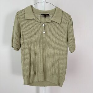 TRUTH BY REPUBLIC sz M Green Knit Polo Shirt Short Sleeve Preppy Minimalist